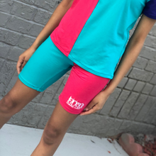 Load image into Gallery viewer, Back In The Day Colorblock Biker Shorts - Blue/Pink/Purple - 2dope4kidz.myshopify.com

