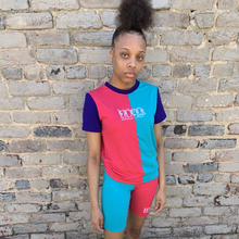 Load image into Gallery viewer, Back In The Day Colorblock Shirt (Female) - Blue/Pink/Purple - 2dope4kidz.myshopify.com
