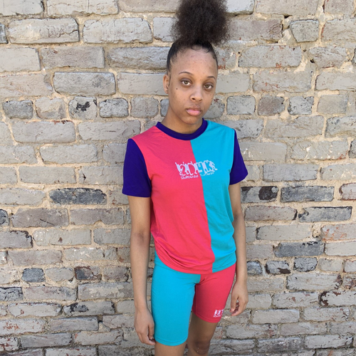 Back In The Day Colorblock Shirt (Female) - Blue/Pink/Purple - 2dope4kidz.myshopify.com