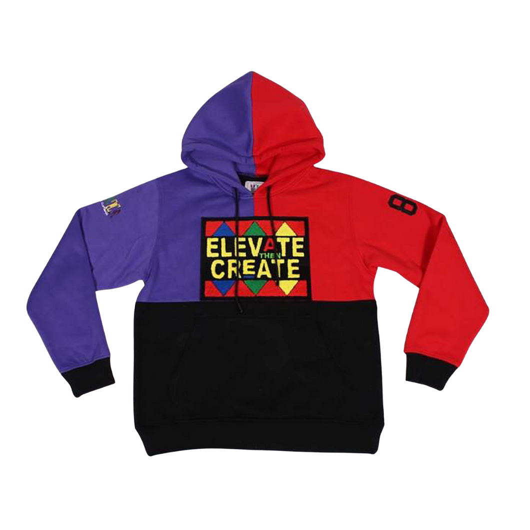 Elevate Then Create Colorblock Hoodie - Purple/Red/Black - 2dope4kidz.myshopify.com