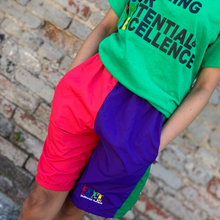 Load image into Gallery viewer, Dope Vibes Colorblock Windbreaker Shorts - Purple/Red/Green - 2dope4kidz.myshopify.com
