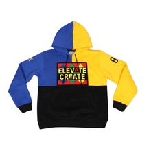 Load image into Gallery viewer, Elevate Then Create Colorblock Hoodie - Blue/Yellow/Black - 2dope4kidz.myshopify.com
